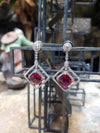 SJ1260 - Rubellite with Diamond Earrings Set in 18 Karat White Gold Settings