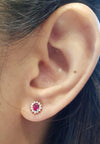 JE0482S - Ruby & Diamond Earrings Set in 18 Karat Gold Setting