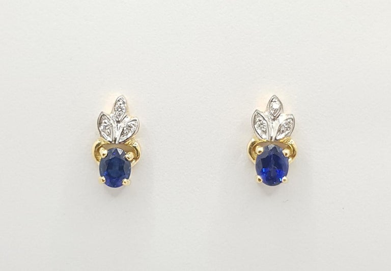 JE0538R - Blue Sapphire & Diamond Earrings Set in 18 Karat Gold Setting