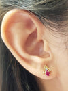 SJ1220 - Ruby with Diamond Earrings Set in 18 Karat Gold Settings