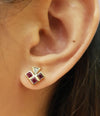 JE0398R - Ruby & Diamond Earrings Set in 18 Karat Gold Setting