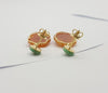 JE0160P - Carved Orange Jade, Green Jade and Diamond Earrings Set in 18 Karat Gold Settings