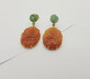 JE0160P - Carved Orange Jade, Green Jade and Diamond Earrings Set in 18 Karat Gold Settings