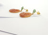 JE0160P - Carved Orange Jade, Green Jade and Diamond Earrings Set in 18 Karat Gold Settings