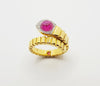 JRB8382 - Cabochon Ruby & Diamond Serpent Ring Set in 18 Karat Gold Setting