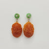 JE0160P - Carved Orange Jade, Green Jade and Diamond Earrings Set in 18 Karat Gold Settings