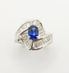 SJ1166 - Blue Sapphire with Diamond Ring Set in Platinum 900 Settings