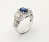 SJ1212 - Blue Sapphire with Diamond Ring Set in 18 Karat White Gold Settings