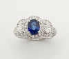 SJ1212 - Blue Sapphire with Diamond Ring Set in 18 Karat White Gold Settings