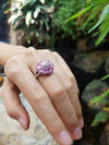 SJ1291 - Pink Sapphire with Diamond Ring Set in 18 Karat White Gold Settings