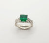 SJ1177 - Emerald with Diamond Ring Set in Platinum 950 Settings