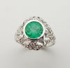 JR0233P - Emerald & Diamond Ring Set in 18 Karat White Gold Setting