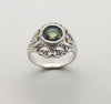 SJ1186 - Green Sapphire with Diamond Ring Set in 18 Karat White Gold Settings