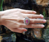 SJ2006 - Pink Sapphire with Yellow Diamond and Diamond Ring Set in 18 Karat White Gold