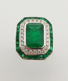 SJ1400 - Emerald with Diamond Ring Set in 18 Karat White Gold Settings