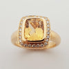 SJ1326 - Imperial Topaz with Brown Diamond Ring Set in 18 Karat Rose Gold Settings