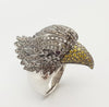 SJ1276 - Brown Diamond, Yellow Diamond, Diamond and Eagle Ring in 18K White Gold