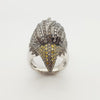 SJ1276 - Brown Diamond, Yellow Diamond, Diamond and Eagle Ring in 18K White Gold