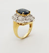 SJ1286 - GIA Certified Unheated 5 Cts Blue Sapphire with Diamond Ring in 18 Karat Gold