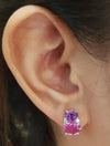 SJ1139 - Pink Sapphire, Purple Sapphire and Diamond Earrings Set in 18 Karat White Gold