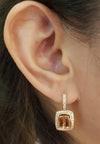 JE0125Q - Imperial Topaz & Diamond Earrings Set in 18 Karat Rose Gold Setting