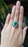 SJ1400 - Emerald with Diamond Ring Set in 18 Karat White Gold Settings
