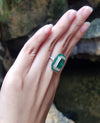 SJ1400 - Emerald with Diamond Ring Set in 18 Karat White Gold Settings