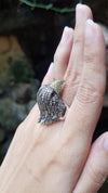 SJ1276 - Brown Diamond, Yellow Diamond, Diamond and Eagle Ring in 18K White Gold