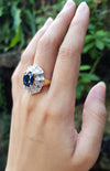SJ1286 - GIA Certified Unheated 5 Cts Blue Sapphire with Diamond Ring in 18 Karat Gold