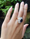 SJ1286 - GIA Certified Unheated 5 Cts Blue Sapphire with Diamond Ring in 18 Karat Gold