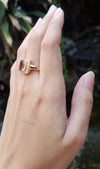 SJ1326 - Imperial Topaz with Brown Diamond Ring Set in 18 Karat Rose Gold Settings