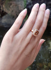 SJ1326 - Imperial Topaz with Brown Diamond Ring Set in 18 Karat Rose Gold Settings