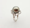 JR0834X - Tahitian South Sea Pearl & Diamond Ring Set in 18 Karat White Gold Setting