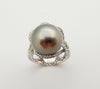 JR0834X - Tahitian South Sea Pearl & Diamond Ring Set in 18 Karat White Gold Setting