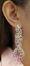 SJ1146 - Pink Sapphire with Diamond Earrings Set in 18 Karat White Gold Settings
