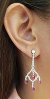 SJ1146 - Pink Sapphire with Diamond Earrings Set in 18 Karat White Gold Settings