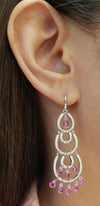 SJ1235 - Pink Sapphire with Diamond Earrings Set in 18 Karat White Gold Settings