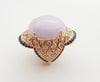 SJ2069 - Lavender Jade with Diamond and Blue Sapphire Ring Set 18 Karat Rose Gold Setting