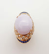 SJ2069 - Lavender Jade with Diamond and Blue Sapphire Ring Set 18 Karat Rose Gold Setting
