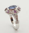 SJ2945 - Blue Sapphire with Pink Sapphire and Diamond Ring set in 18 Karat White Gold