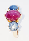 JR0321P - Star Ruby & Blue Star Sapphire Ring Set 18 Karat Rose Gold Settings