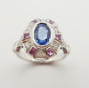 SJ2945 - Blue Sapphire with Pink Sapphire and Diamond Ring set in 18 Karat White Gold