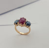 JR0321P - Star Ruby & Blue Star Sapphire Ring Set 18 Karat Rose Gold Settings