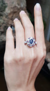 SJ2945 - Blue Sapphire with Pink Sapphire and Diamond Ring set in 18 Karat White Gold