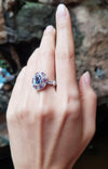 SJ2945 - Blue Sapphire with Pink Sapphire and Diamond Ring set in 18 Karat White Gold