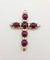 SJ2949 - Cabochon Ruby with Diamond Pendant set in 18 Karat Gold Settings