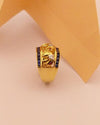 SJ2172 - Blue Sapphire with Ruby and Diamond Elephant Ring Set in 18 Karat Gold Settings