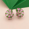 SJ1873 - Tsavorite with Pink Sapphire Sea Shell Earrings Set in 18 Karat White Gold