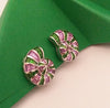 SJ1873 - Tsavorite with Pink Sapphire Sea Shell Earrings Set in 18 Karat White Gold