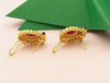SJ1606 - Cabochon Ruby with Diamond and Cabochon Blue Sapphire Earrings in 18 Karat Gold